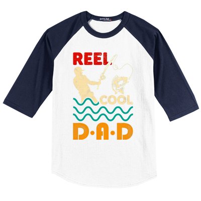 Reel Cool Dad Fishing Qoute Fun Fathers Day Fisher Great Gift Baseball Sleeve Shirt