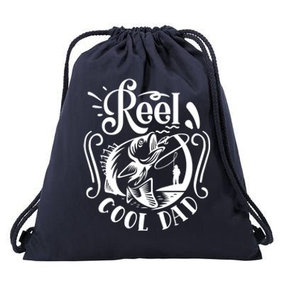 Reel Cool Dad Fishing Funny Gift Drawstring Bag