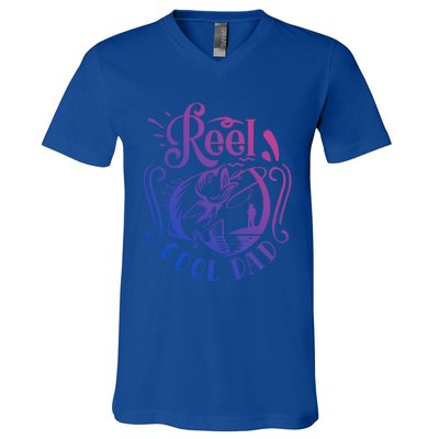 Reel Cool Dad Fishing Cool Gift V-Neck T-Shirt