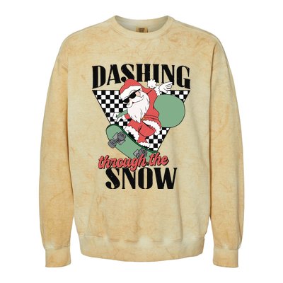 Retro Christmas Dashing Through The Snow Colorblast Crewneck Sweatshirt