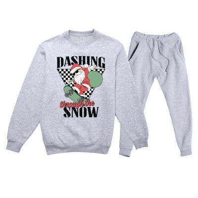 Retro Christmas Dashing Through The Snow Premium Crewneck Sweatsuit Set