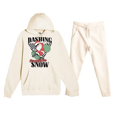 Retro Christmas Dashing Through The Snow Premium Hooded Sweatsuit Set