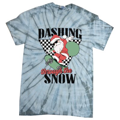 Retro Christmas Dashing Through The Snow Tie-Dye T-Shirt