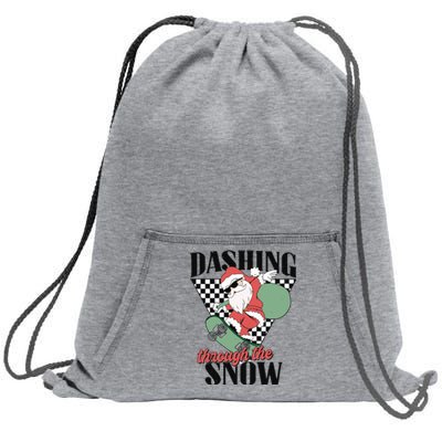 Retro Christmas Dashing Through The Snow Sweatshirt Cinch Pack Bag