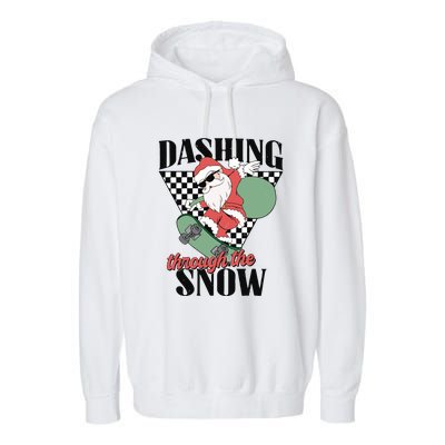 Retro Christmas Dashing Through The Snow Garment-Dyed Fleece Hoodie