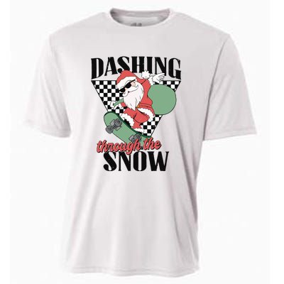 Retro Christmas Dashing Through The Snow Cooling Performance Crew T-Shirt