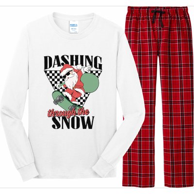 Retro Christmas Dashing Through The Snow Long Sleeve Pajama Set