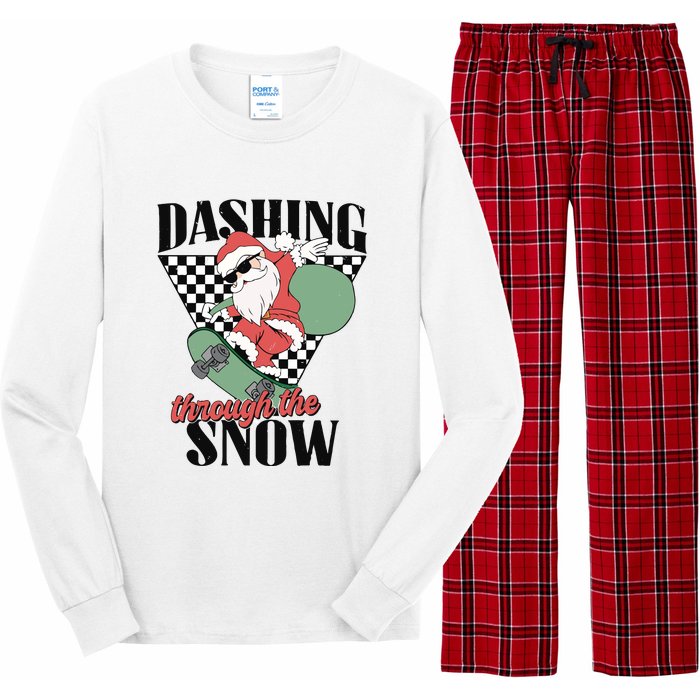 Retro Christmas Dashing Through The Snow Long Sleeve Pajama Set