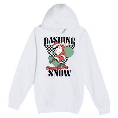 Retro Christmas Dashing Through The Snow Premium Pullover Hoodie