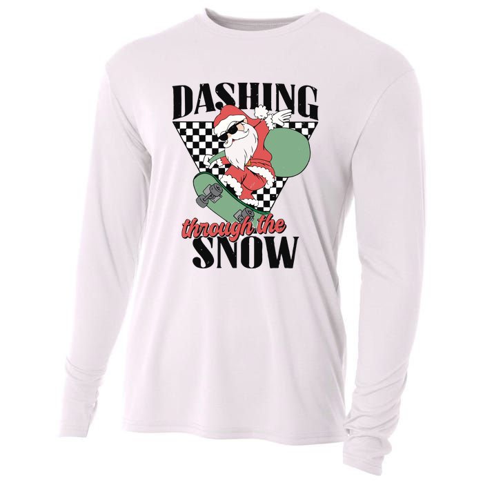 Retro Christmas Dashing Through The Snow Cooling Performance Long Sleeve Crew