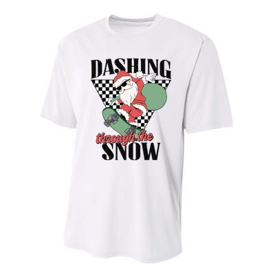 Retro Christmas Dashing Through The Snow Performance Sprint T-Shirt