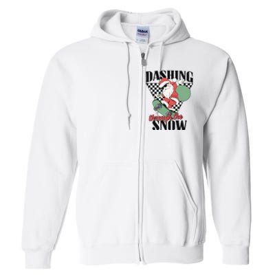 Retro Christmas Dashing Through The Snow Full Zip Hoodie