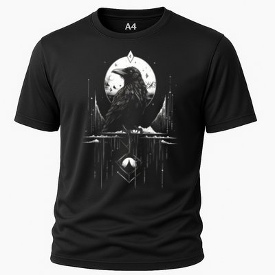 Raven Crow Dark Bird Witchcraft Omens Midnight Moon Night Mystic Folklore Magic Performance Shirt