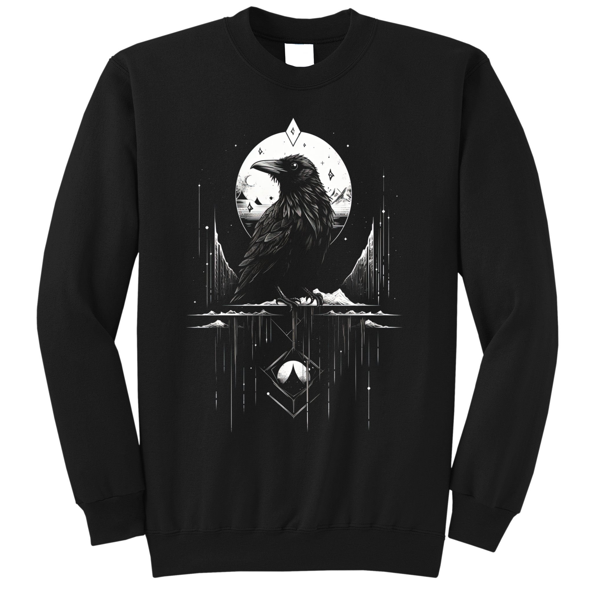 Raven Crow Dark Bird Witchcraft Omens Midnight Moon Night Mystic Folklore Magic Sweatshirt