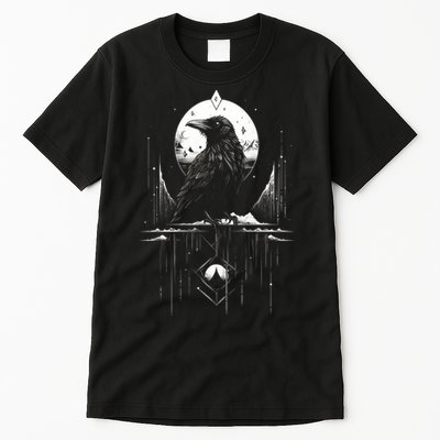 Raven Crow Dark Bird Witchcraft Omens Midnight Moon Night Mystic Folklore Magic Tall T-Shirt