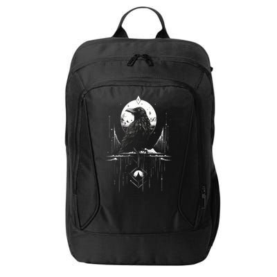 Raven Crow Dark Bird Witchcraft Omens Midnight Moon Night Mystic Folklore Magic City Backpack