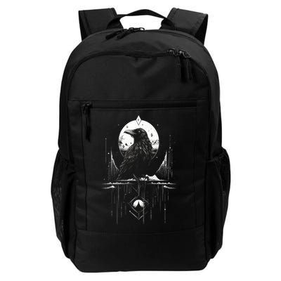 Raven Crow Dark Bird Witchcraft Omens Midnight Moon Night Mystic Folklore Magic Backpack