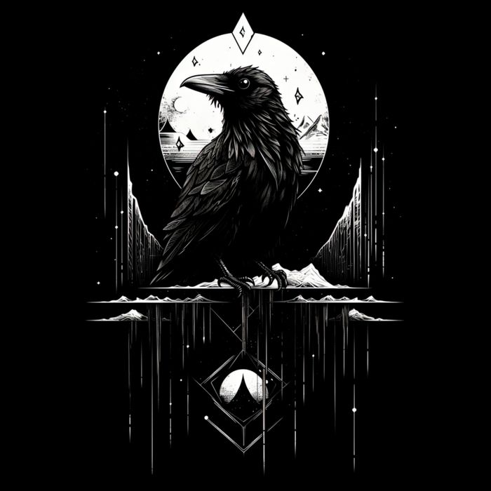 Raven Crow Dark Bird Witchcraft Omens Midnight Moon Night Mystic Folklore Magic Backpack