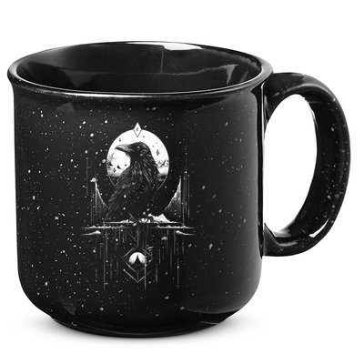 Raven Crow Dark Bird Witchcraft Omens Midnight Moon Night Mystic Folklore Magic 15oz Campfire Ceramic Mug
