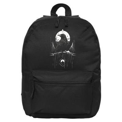 Raven Crow Dark Bird Witchcraft Omens Midnight Moon Night Mystic Folklore Magic 16 in Basic Backpack
