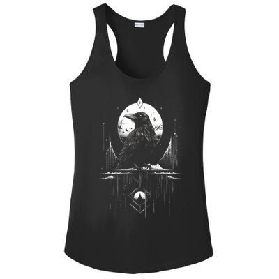 Raven Crow Dark Bird Witchcraft Omens Midnight Moon Night Mystic Folklore Magic Ladies PosiCharge Competitor Racerback Tank