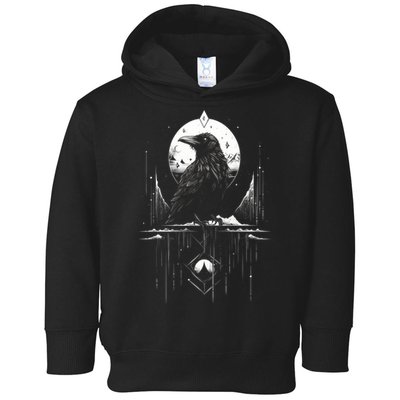 Raven Crow Dark Bird Witchcraft Omens Midnight Moon Night Mystic Folklore Magic Toddler Hoodie