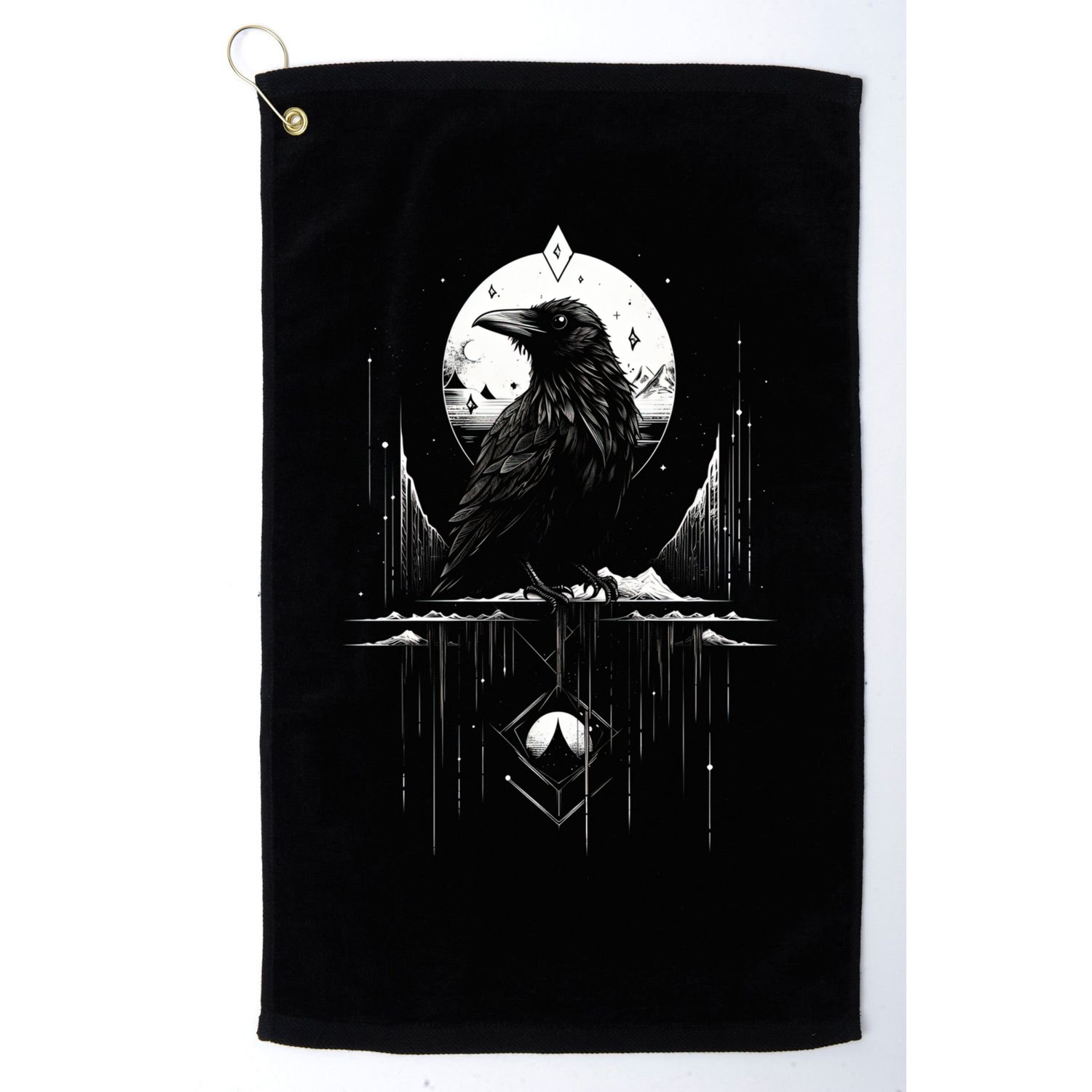 Raven Crow Dark Bird Witchcraft Omens Midnight Moon Night Mystic Folklore Magic Golf Towel