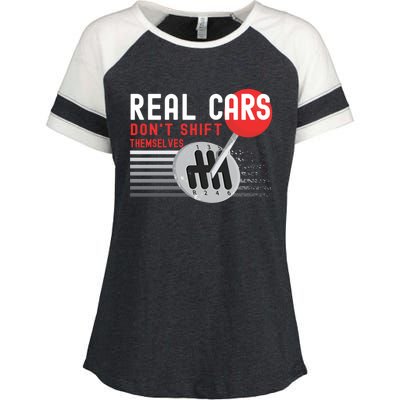 Real Cars Dont Shift Themselves Funny Ual Stick Racing Funny Gift Enza Ladies Jersey Colorblock Tee