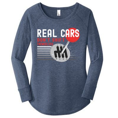 Real Cars Dont Shift Themselves Funny Ual Stick Racing Funny Gift Women's Perfect Tri Tunic Long Sleeve Shirt