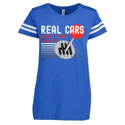 Real Cars Dont Shift Themselves Funny Ual Stick Racing Funny Gift Enza Ladies Jersey Football T-Shirt