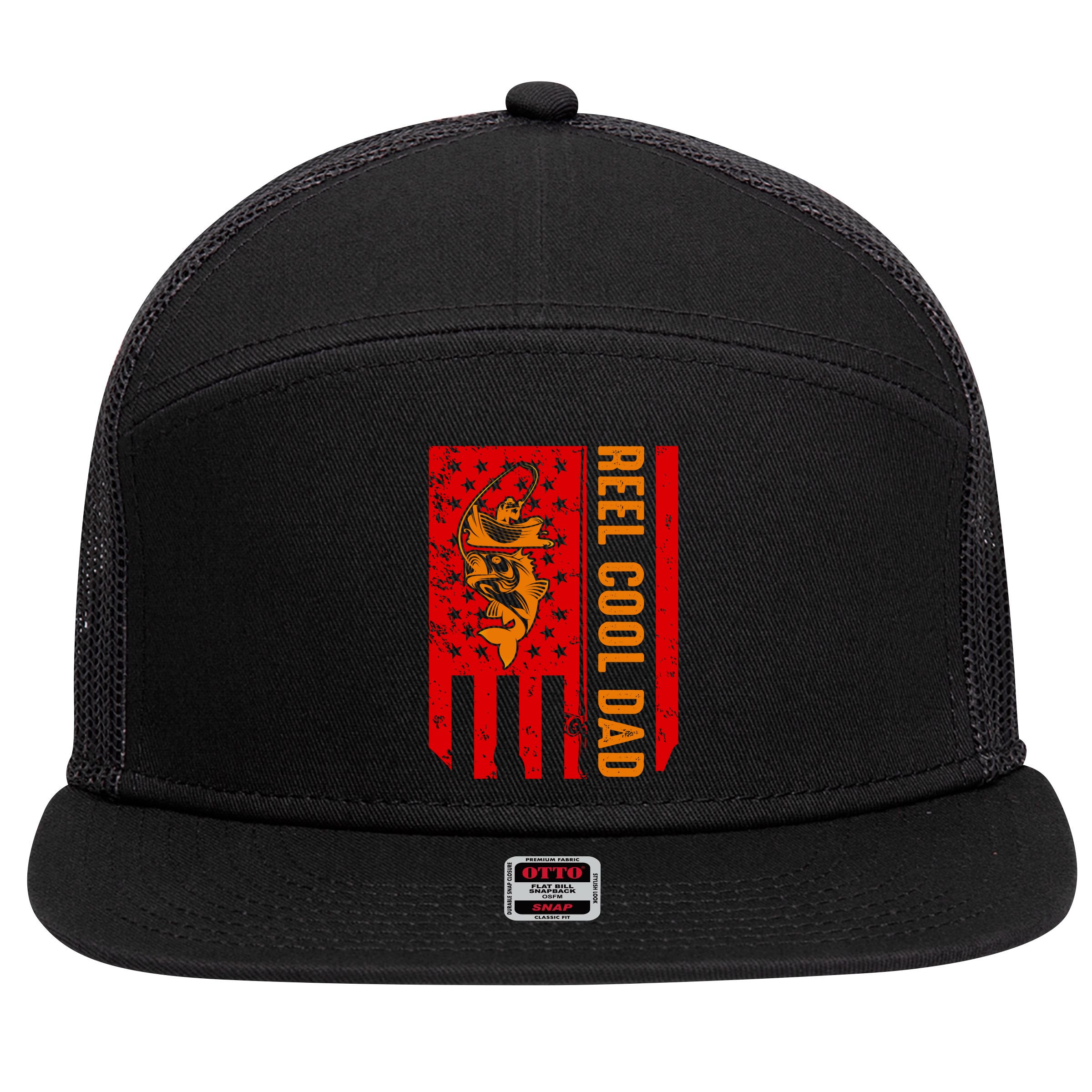 Reel Cool Dad Gift 7 Panel Mesh Trucker Snapback Hat