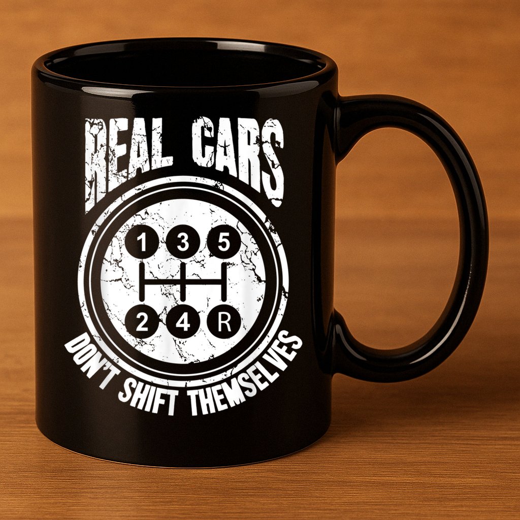 Race Car Driver Gift Real Cars Don't Shift Themselves 11oz C Handle Ceramic Mug