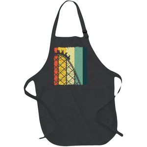 Roller Coaster Design Theme Park Lover Full-Length Apron With Pockets