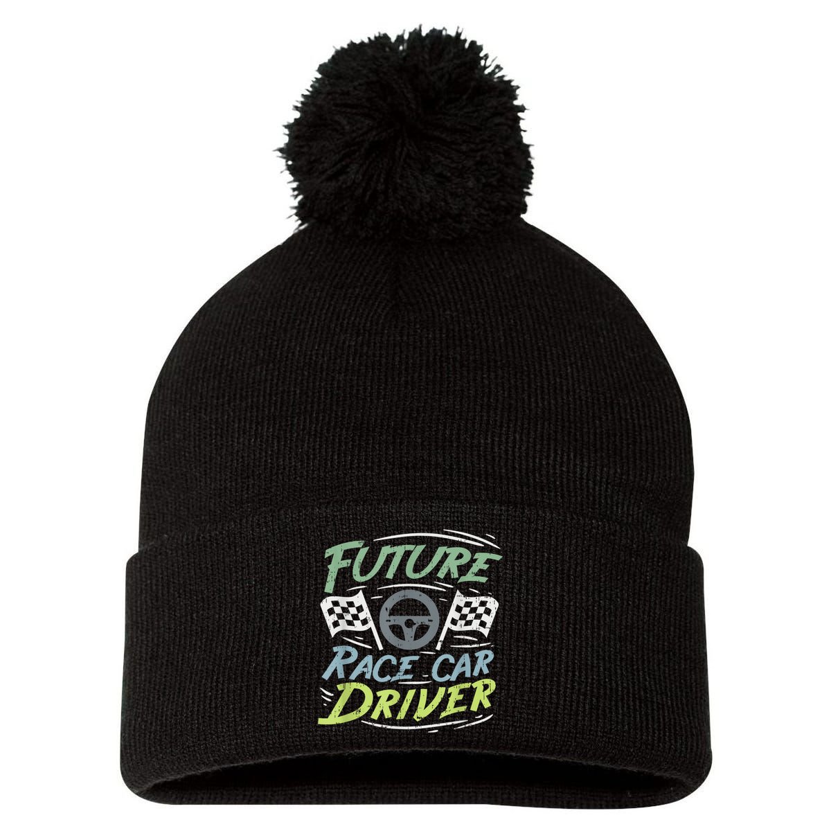 Race Car Driver Kids Racing Driver Pom Pom 12in Knit Beanie