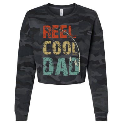 Reel Cool Dad Funny Fishing Father's Day Fisherman Daddy Cropped Pullover Crew