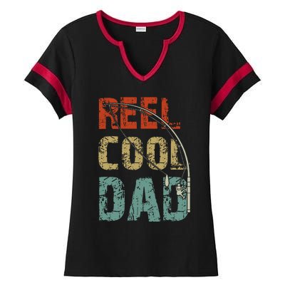 Reel Cool Dad Funny Fishing Father's Day Fisherman Daddy Ladies Halftime Notch Neck Tee