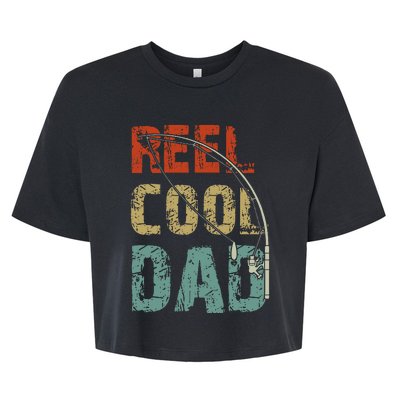 Reel Cool Dad Funny Fishing Father's Day Fisherman Daddy Bella+Canvas Jersey Crop Tee