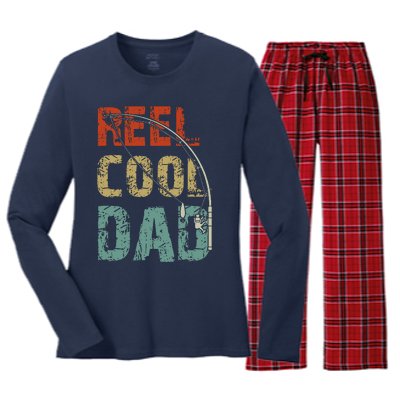 Reel Cool Dad Funny Fishing Father's Day Fisherman Daddy Women's Long Sleeve Flannel Pajama Set 