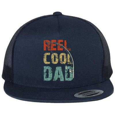 Reel Cool Dad Funny Fishing Father's Day Fisherman Daddy Flat Bill Trucker Hat