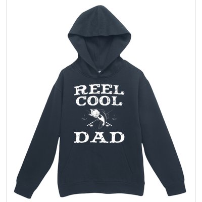 Reel Cool Dad Fishing Daddy Vintage Fathers Day Design Urban Pullover Hoodie