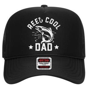 Reel Cool Dad Fishing Dad Gifts Father's Day Fisherman Fish High Crown Mesh Back Trucker Hat