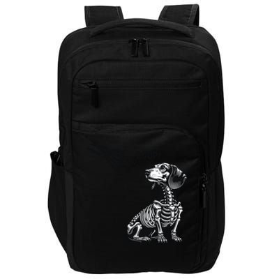 Retro Cute Dachshund Skeleton Hand Boop Dog Funny Halloween Impact Tech Backpack