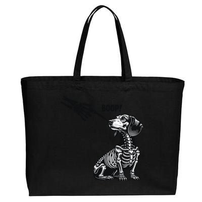 Retro Cute Dachshund Skeleton Hand Boop Dog Funny Halloween Cotton Canvas Jumbo Tote