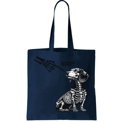 Retro Cute Dachshund Skeleton Hand Boop Dog Funny Halloween Tote Bag