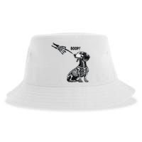 Retro Cute Dachshund Skeleton Hand Boop Dog Funny Halloween Sustainable Bucket Hat