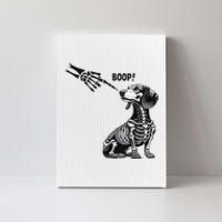 Retro Cute Dachshund Skeleton Hand Boop Dog Funny Halloween Canvas