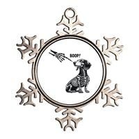 Retro Cute Dachshund Skeleton Hand Boop Dog Funny Halloween Metallic Star Ornament