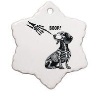 Retro Cute Dachshund Skeleton Hand Boop Dog Funny Halloween Ceramic Star Ornament