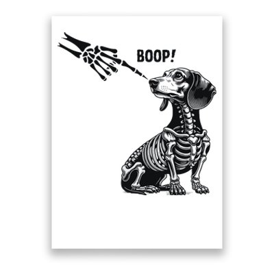 Retro Cute Dachshund Skeleton Hand Boop Dog Funny Halloween Poster