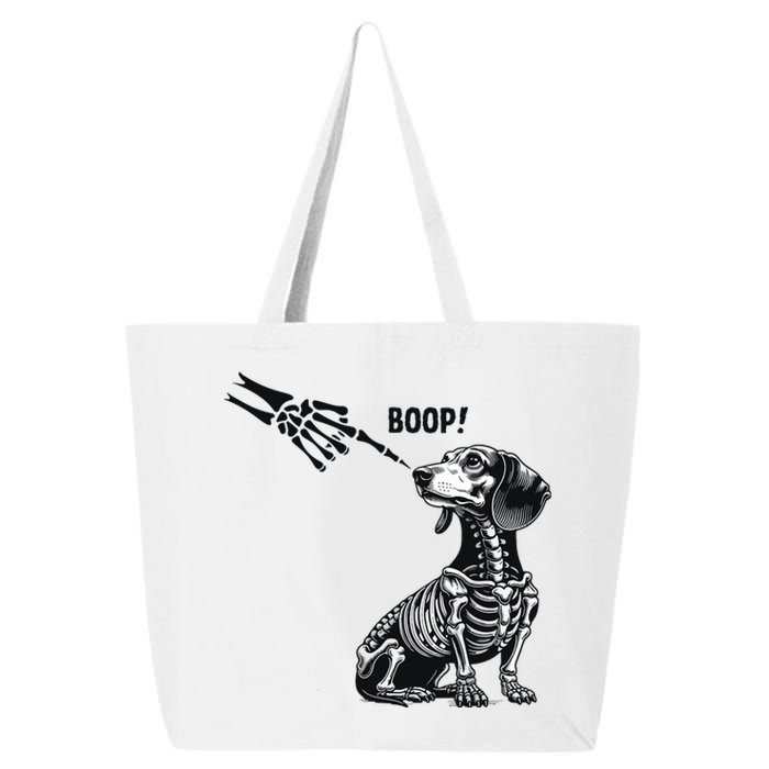 Retro Cute Dachshund Skeleton Hand Boop Dog Funny Halloween 25L Jumbo Tote